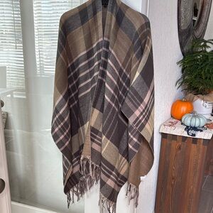 Chic Plaid Fringe large Shawl Wrap